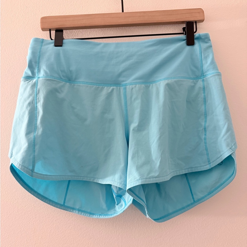 Lululemon Speed Up Shorts Blue Mid Rise blue chill size 8 - Picture 2 of 7